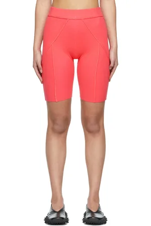 Helmut Lang Short cuissard rose en tricot côtelé