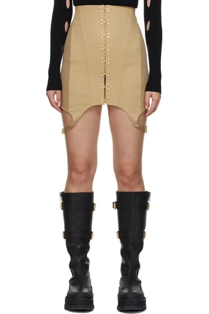 DION LEE Jupe corset beige à jarretelles exclusive à SSENSE