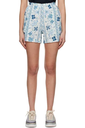 See by Chloé Short boxeur bleu à motif graphique imprimé