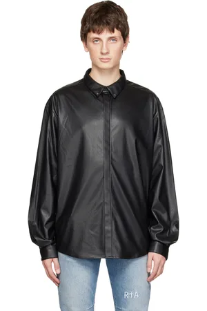 RTA Chemise Shay noire en cuir synthétique