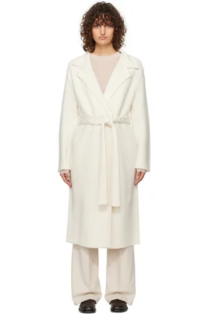 Joseph Manteau blanc cassé en tricot diagonal