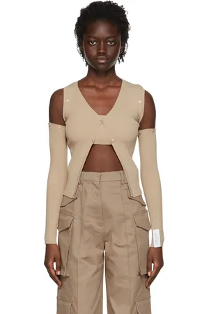 Rokh Ensemble de cardigan et de débardeur beige en viscose