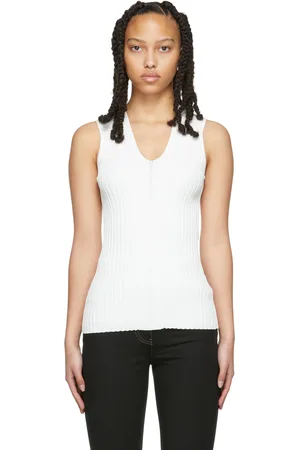 Helmut Lang Débardeur blanc en tricot côtelé