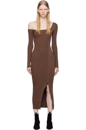 Elleme Robe midi asymétrique brune