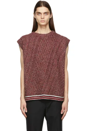 NOMA t.d. Gilet rouge en tricot cablé de laine