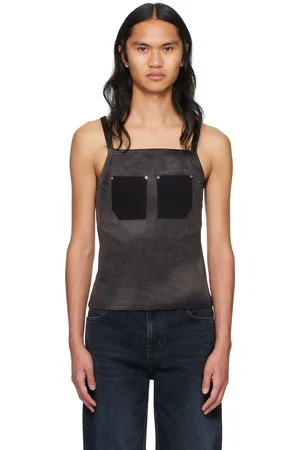 DION LEE Débardeur noir à poches à rivets