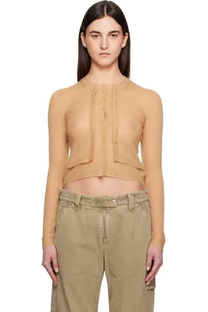 Acne Studios Cardigan étagé beige en mohair