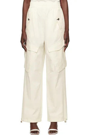 DION LEE Pantalon blanc cassé à agrafes et œillets