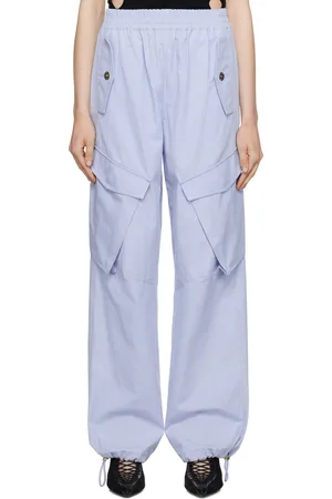 DION LEE Pantalon bleu à taille et revers élastiques