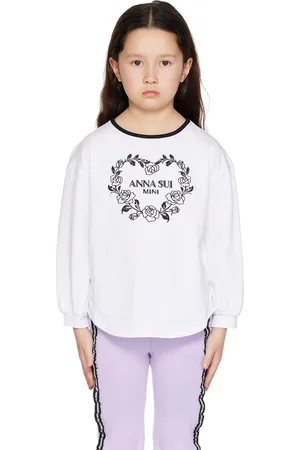 Anna Sui Enfant | T-shirt à manches longues blanc à image à logo brodée
