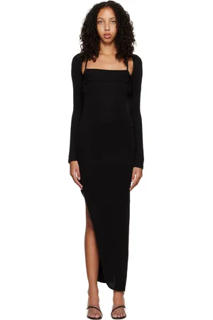 Helmut Lang Robe midi noire à découpe