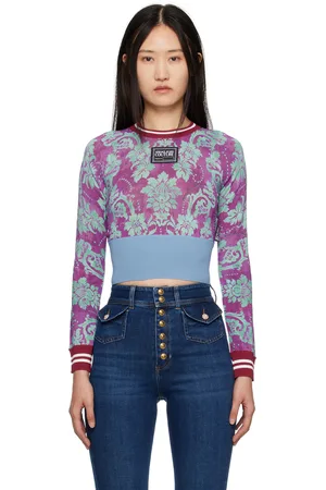 VERSACE T-shirt à manches longues multicolore à motif graphique