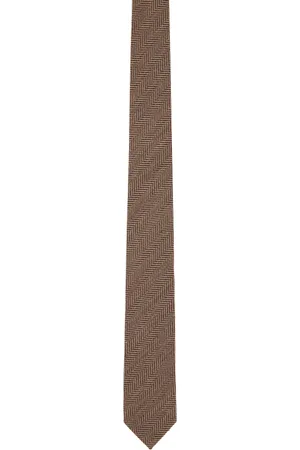 DRIES VAN NOTEN Cravate brune à motif chevronné