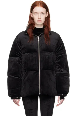GCDS Blouson noir rembourré en duvet à logos gaufrés