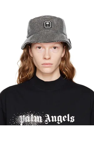 Palm Angels Chapeau bob noir à pierres du Rhin