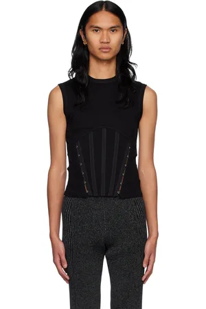 DION LEE Débardeur noir à ourlet fendu