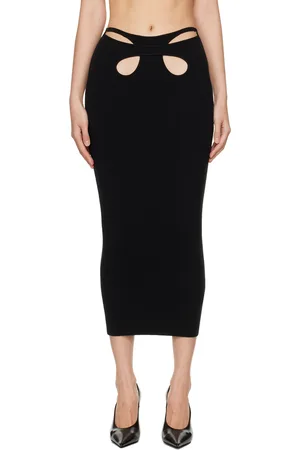 DION LEE Jupe midi noire à assemblage torsadé