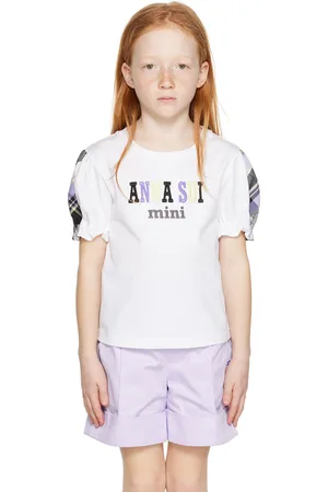Anna Sui Enfant | T-shirt blanc à manches à carreaux