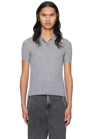 DION LEE Polo gris à boutons