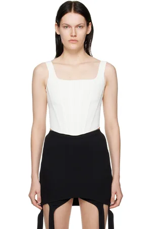 DION LEE Débardeur de style corset blanc en pointelle