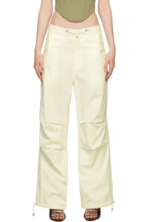 DION LEE Pantalon Parachute blanc cassé à barillets