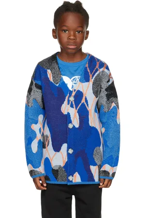 Burberry Enfant | Cardigan bleu à motif camouflage