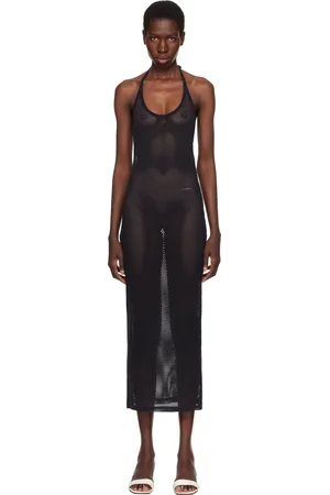 Courrèges Robe midi Holistic noire en filet