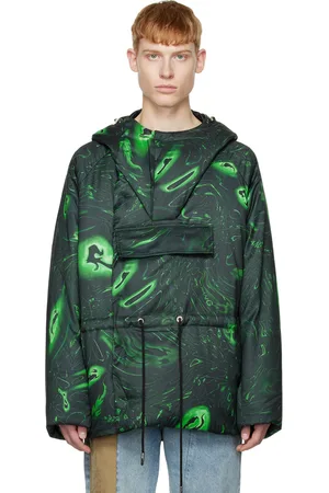 Feng Chen Wang Blouson noir à motif graphique rembourré en duvet