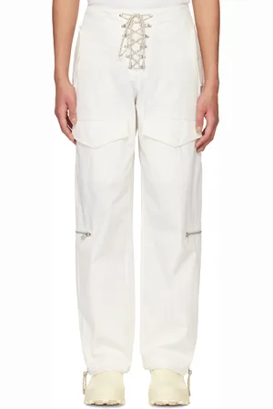 DION LEE Pantalon cargo blanc cassé à laçage