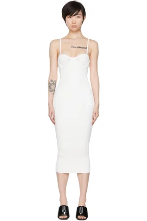 Helmut Lang Robe midi blanche à soutien-gorge