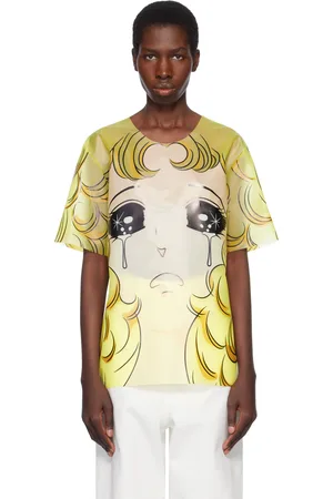 pushBUTTON T-shirt surdimensionné jaune en vinyle à imprimé Crying Girl