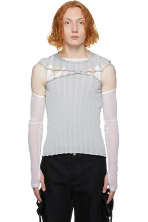 DION LEE Débardeur gris à ornements tressés