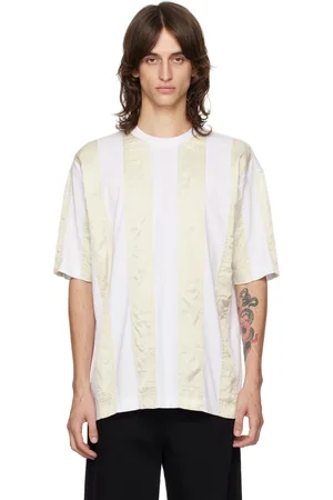 DRIES VAN NOTEN T-shirt blanc et beige à panneaux