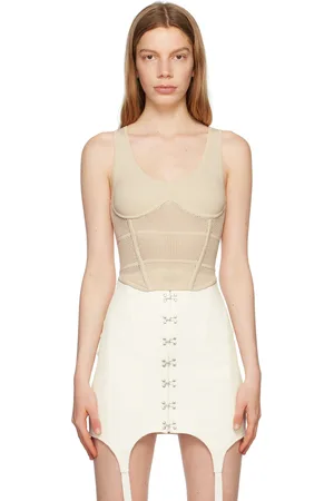 DION LEE Débardeur de style corset blanc cassé