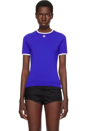 Courrèges T-shirt bleu à bordures contrastantes - Heritage