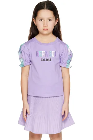 Anna Sui Enfant | T-shirt mauve à manches à carreaux