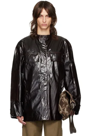 DRIES VAN NOTEN Blouson brun à col droit