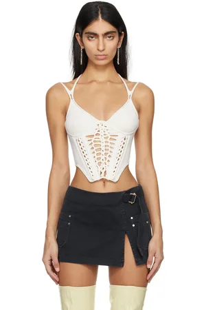 DION LEE Corset blanc cassé à ornements tressés