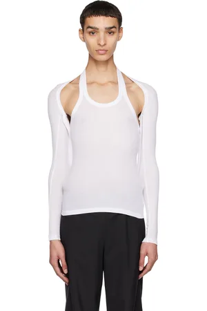 DION LEE T-shirt à manches longues modulaire blanc à corsage bain de soleil