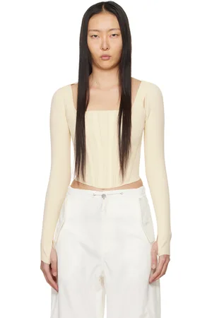 DION LEE Débardeur beige à manches de style boléro