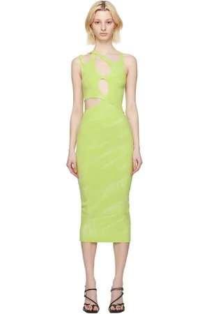 DION LEE Robe midi Interlink verte