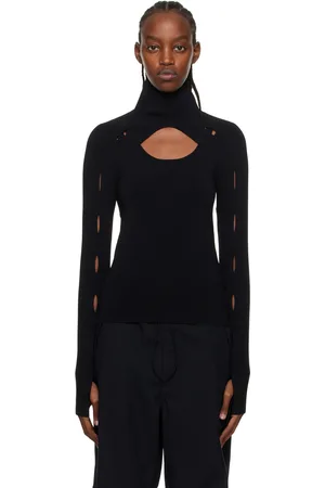 DION LEE Ensemble de col roulé et débardeur noirs à découpes