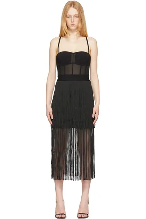 Hervé Léger Robe bustier noire en viscose recyclée