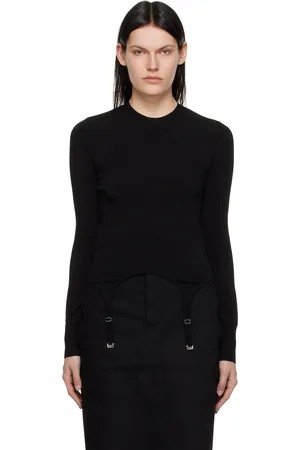 DION LEE T-shirt à manches longues noir à jarretelles