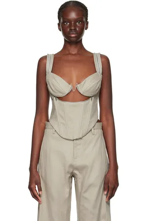 DION LEE Débardeur beige à glissières et à armatures
