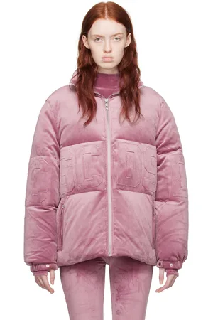 GCDS Blouson rose rembourré en duvet à logos gaufrés