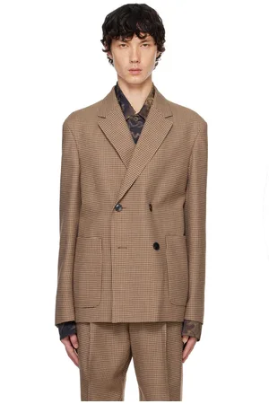 DRIES VAN NOTEN Veston brun clair à motif pied-de-poule