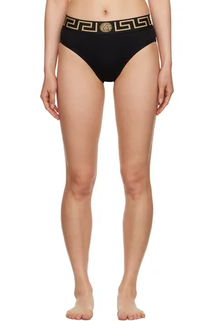 VERSACE Culotte noire à motif à clé grecque