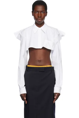 pushBUTTON Chemise écourtée blanche