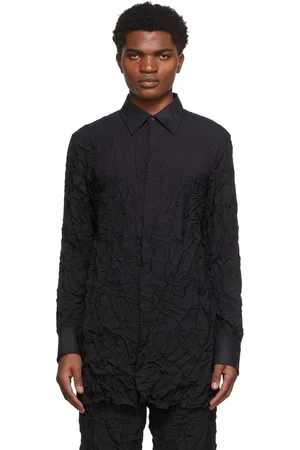 DION LEE Chemise noire à effet froissé